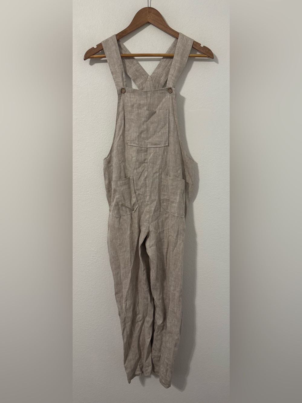 Linen Fairytales 100% Linen Oatmeal
Overalls Jumpsuit XS Lantern Leg
Lagenlook - Picture 1 of 9